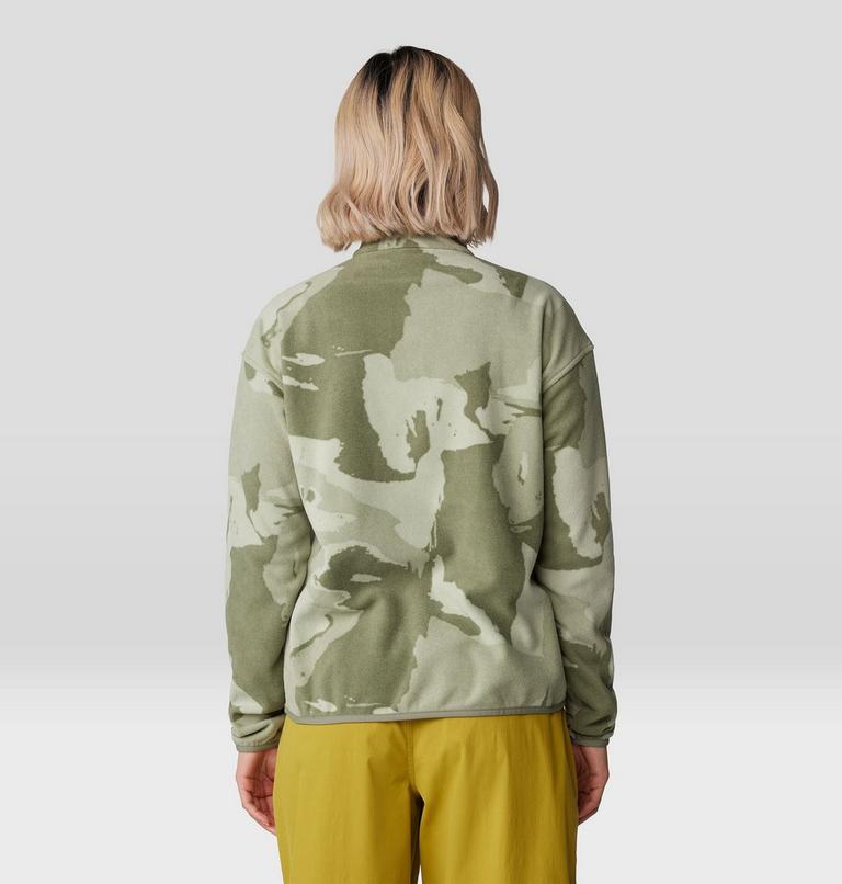 Women's Microchill Pullover, Color: Green Fade Snowdrifts Print, image 2