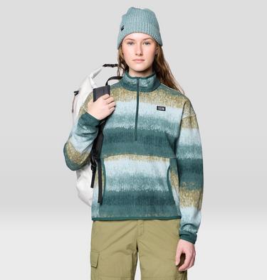 Women's Microchill Pullover, Color: Blue Sage Gradient Stripe, image 16