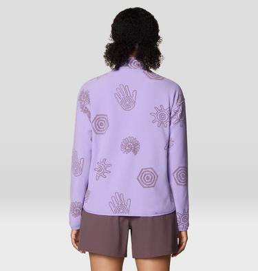Women's Microchill Pullover, Color: Harbor Violet Screens Print, image 7