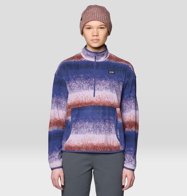 Women's Microchill Pullover, Color: Bourbon Brown Gradient Stripe, image 5