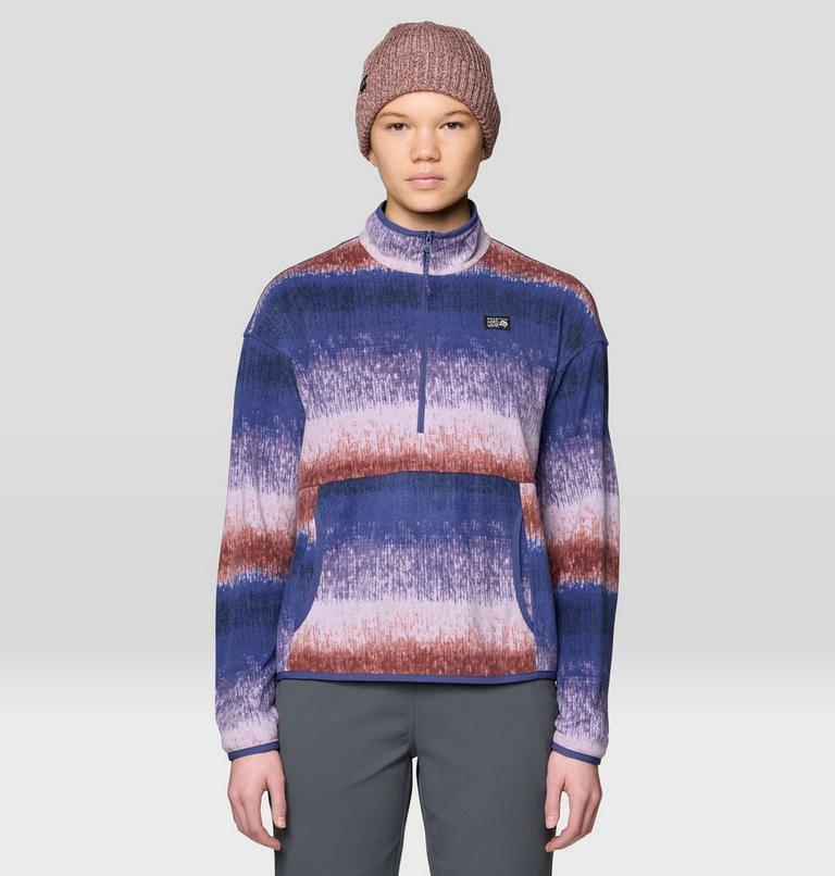 Women's Microchill Pullover, Color: Bourbon Brown Gradient Stripe, image 1