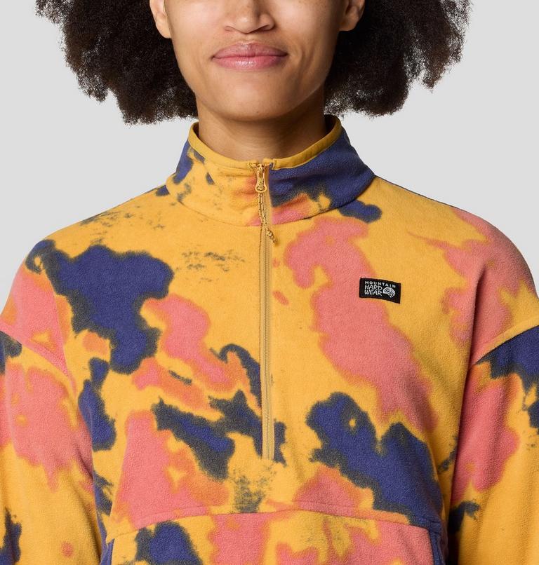 Women's Microchill Half Zip, Color: Sundown Gold Blissed Dye Print, image 5