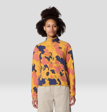 Women's Microchill Half Zip, Color: Sundown Gold Blissed Dye Print, image 3