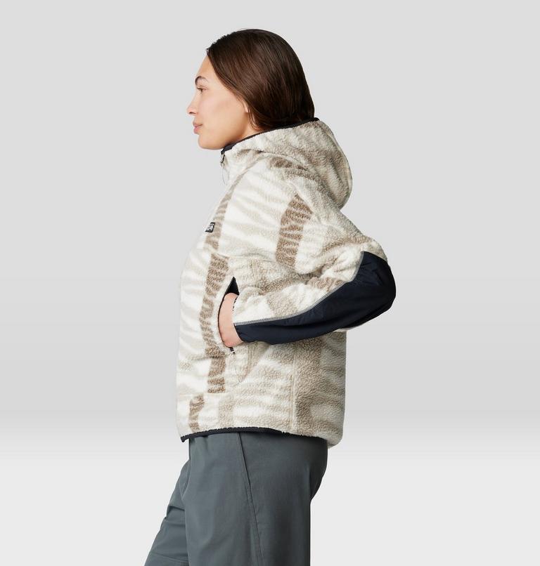 Women's HiCamp Fleece Printed Hoody, Color: Wild Oyster Ridge Stripe Print, image 3