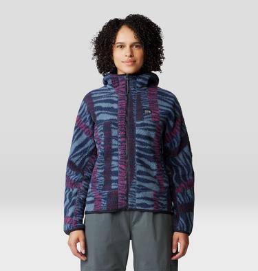Women's HiCamp Fleece Printed Hoody, Color: Moon Blue Ridge Stripe Print, image 1