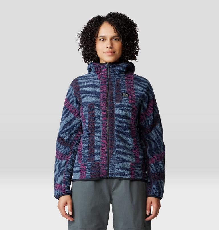 Women's HiCamp Fleece Printed Hoody, Color: Moon Blue Ridge Stripe Print, image 1
