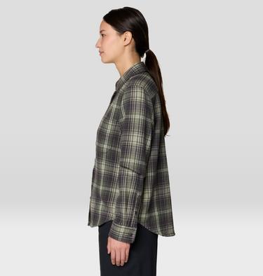 Women's Plusher Long Sleeve Shirt, Color: Grit Grey Shelter Plaid, image 3