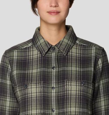 Women's Plusher Long Sleeve Shirt, Color: Grit Grey Shelter Plaid, image 4