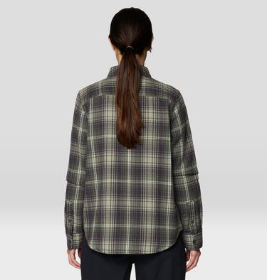 Women's Plusher Long Sleeve Shirt, Color: Grit Grey Shelter Plaid, image 2