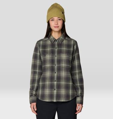 Women's Plusher Long Sleeve Shirt, Color: Grit Grey Shelter Plaid, image 1