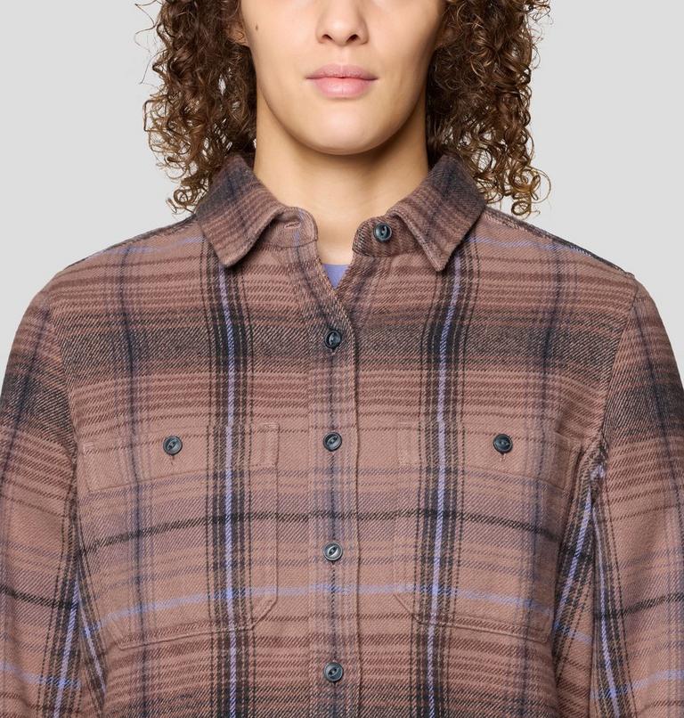Women's Plusher Long Sleeve Shirt, Color: Wild Taupe Wyoming Plaid, image 4