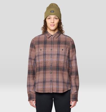 Women's Plusher Long Sleeve Shirt, Color: Wild Taupe Wyoming Plaid, image 13