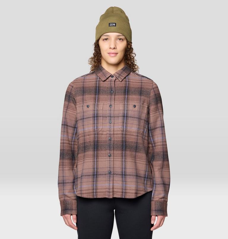 Women's Plusher Long Sleeve Shirt, Color: Wild Taupe Wyoming Plaid, image 1