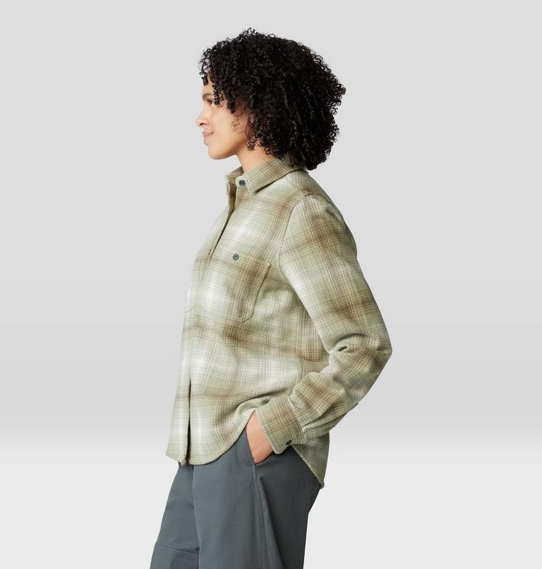 Women's Plusher Long Sleeve Shirt, Color: White Sage Ombre Buffalo Check, image 3