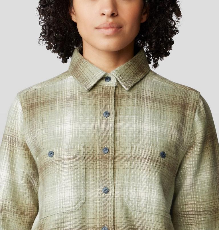 Women's Plusher Long Sleeve Shirt, Color: White Sage Ombre Buffalo Check, image 4