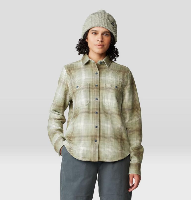 Women's Plusher Long Sleeve Shirt, Color: White Sage Ombre Buffalo Check, image 5