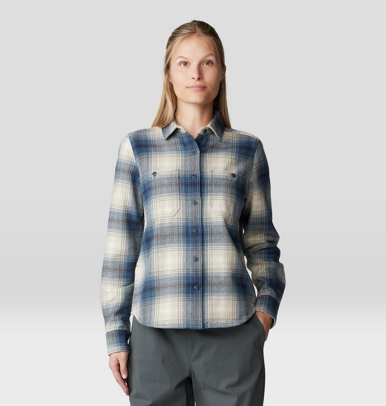 Women's Plusher Long Sleeve Shirt, Color: Adriatic Blue Ombre Buffalo Check, image 5