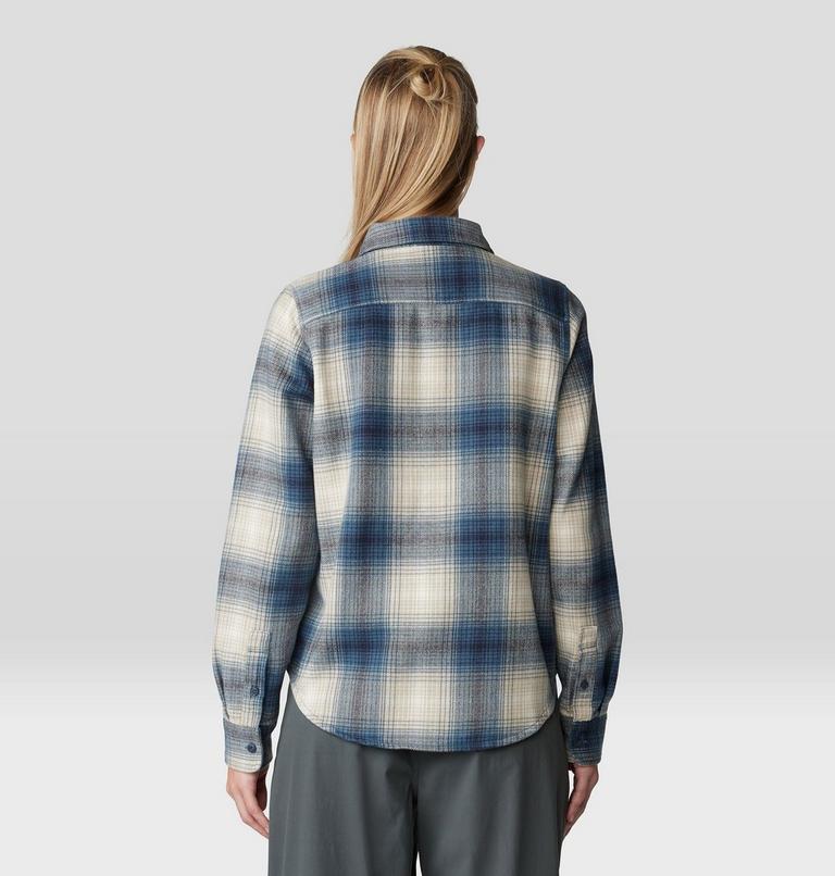 Women's Plusher Long Sleeve Shirt, Color: Adriatic Blue Ombre Buffalo Check, image 2