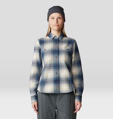 Women's Plusher Long Sleeve Shirt, Color: Adriatic Blue Ombre Buffalo Check, image 9