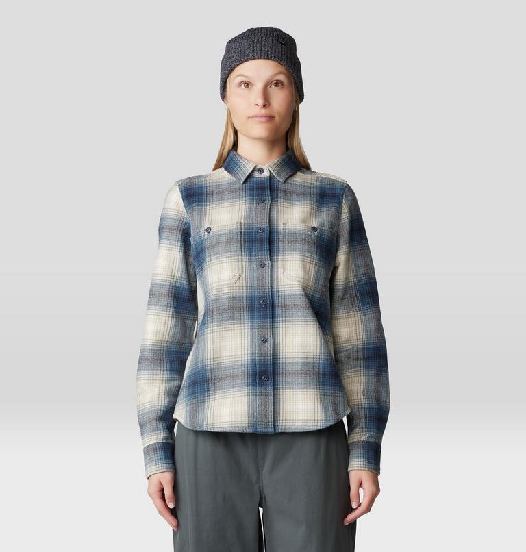 Women's Plusher Long Sleeve Shirt, Color: Adriatic Blue Ombre Buffalo Check, image 1