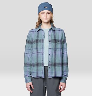 Women's Plusher Long Sleeve Shirt, Color: Blue Sage Wyoming Plaid, image 4