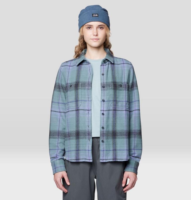 Women's Plusher Long Sleeve Shirt, Color: Blue Sage Wyoming Plaid, image 4