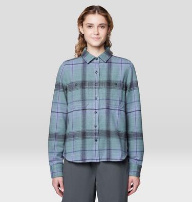 Women's Plusher Long Sleeve Shirt, Color: Blue Sage Wyoming Plaid, image 1