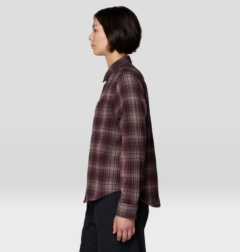 Women's Plusher Long Sleeve Shirt, Color: Deep Mulberry Shelter Plaid, image 3