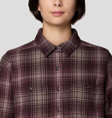 Women's Plusher Long Sleeve Shirt, Color: Deep Mulberry Shelter Plaid, image 8