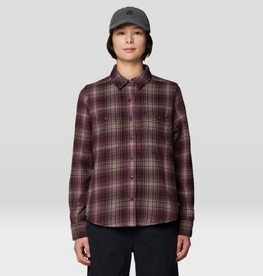 Women's Plusher Long Sleeve Shirt, Color: Deep Mulberry Shelter Plaid, image 5