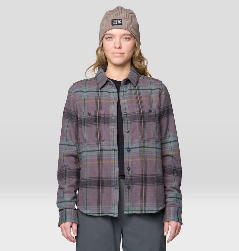 Women's Plusher Long Sleeve Shirt, Color: Purple Dusk Wyoming Plaid, image 4