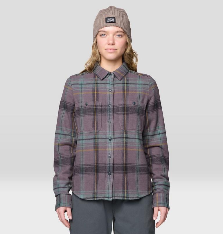 Women's Plusher Long Sleeve Shirt, Color: Purple Dusk Wyoming Plaid, image 1