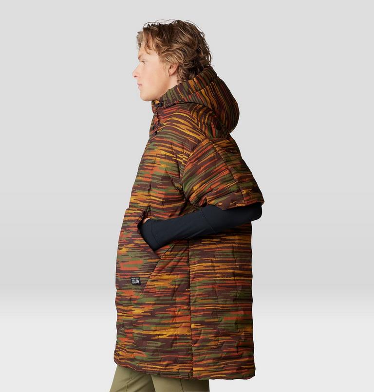 Stretchdown Poncho, Color: Iron Oxide Stria Print, image 3