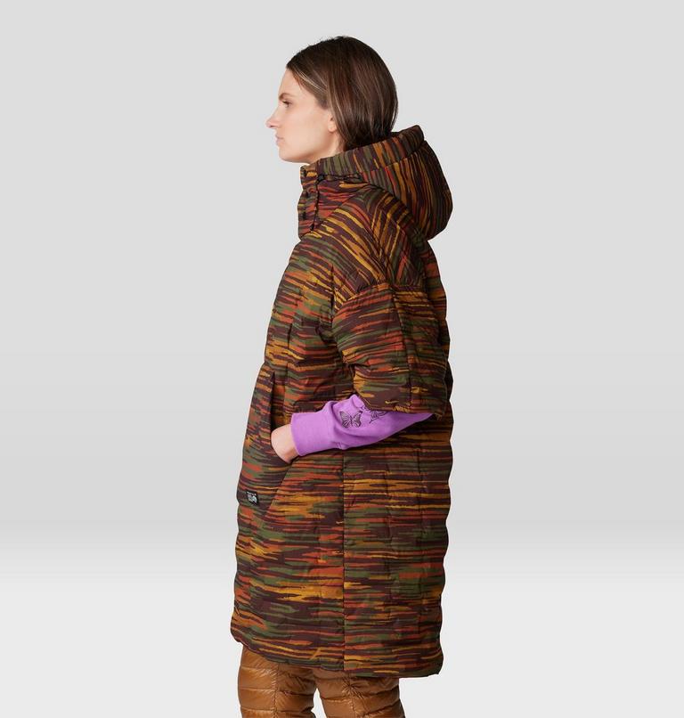Stretchdown Poncho, Color: Iron Oxide Stria Print, image 7