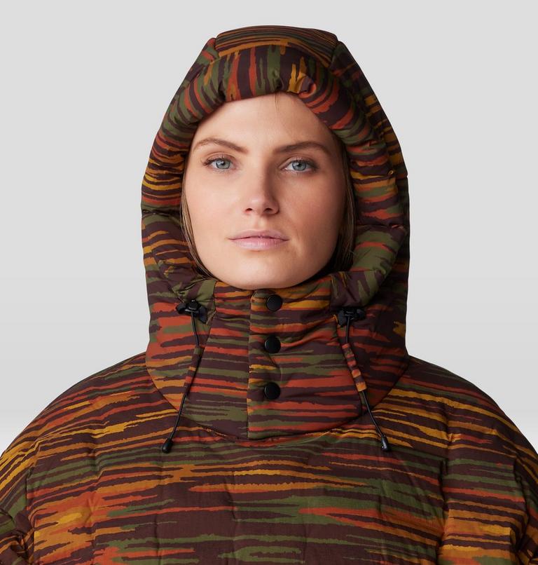 Stretchdown Poncho, Color: Iron Oxide Stria Print, image 8