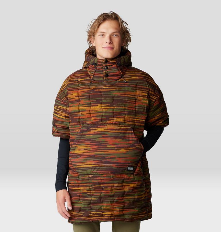 Stretchdown Poncho, Color: Iron Oxide Stria Print, image 1
