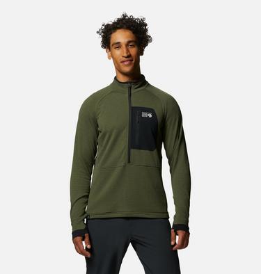 Men's Polartec® Power Grid Half Zip Jacket, Color: Surplus Green Heather, image 5