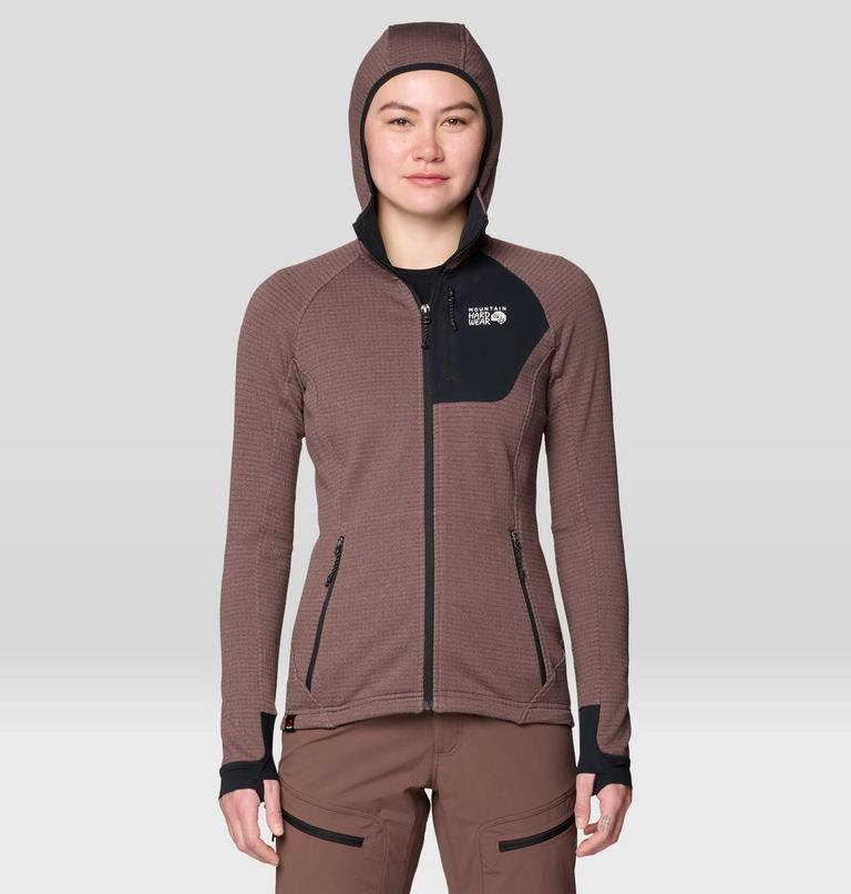 Women's Polartec&reg; Power Grid Full Zip Hoody, Color: Carob Heather, image 4