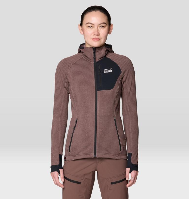 Women's Polartec&reg; Power Grid Full Zip Hoody, Color: Carob Heather, image 1