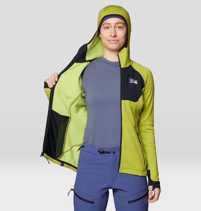 Women's Polartec® Power Grid Full Zip Hoody, Color: Python Green Heather, Black, image 6