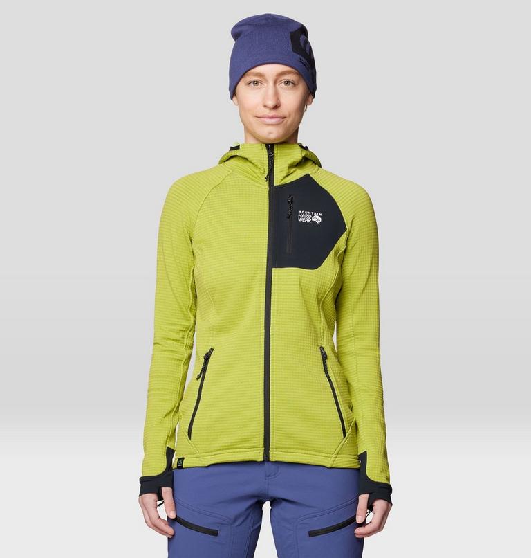 Women's Polartec® Power Grid Full Zip Hoody, Color: Python Green Heather, Black, image 1