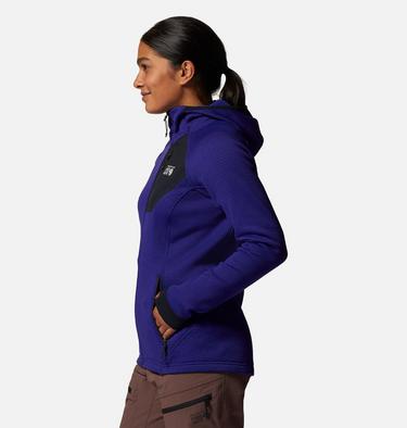 Women's Polartec® Power Grid Full Zip Hoody, Color: Klein Blue Heather, image 3