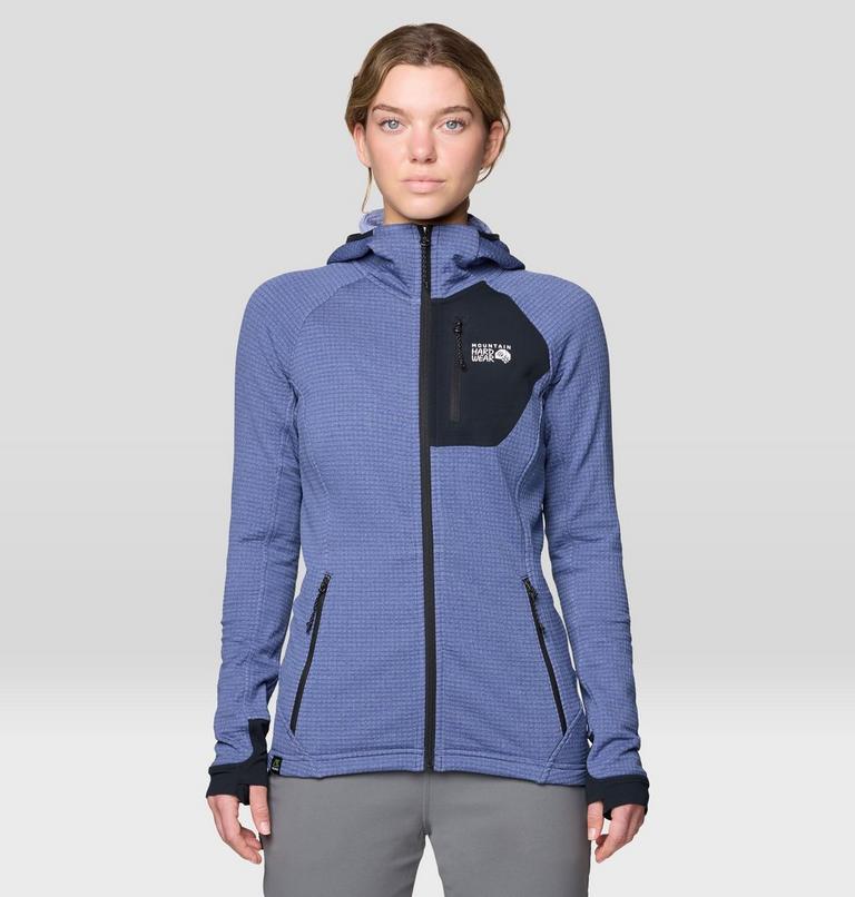 Women's Polartec® Power Grid Full Zip Hoody, Color: Lapis Dusk Heather, Black, image 5