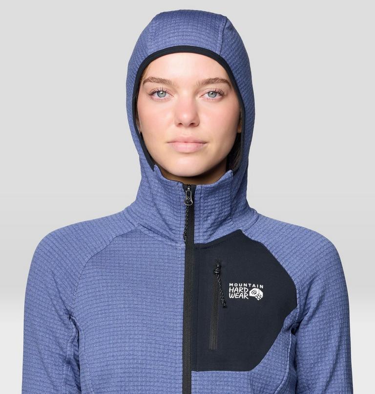 Women's Polartec® Power Grid Full Zip Hoody, Color: Lapis Dusk Heather, Black, image 6