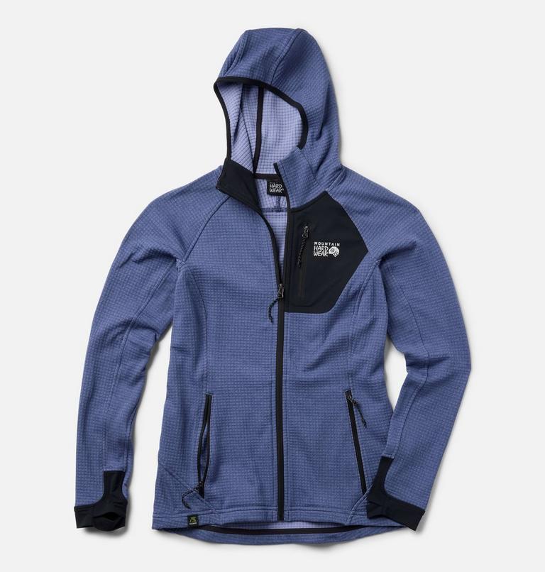 Women's Polartec® Power Grid Full Zip Hoody, Color: Lapis Dusk Heather, Black, image 2