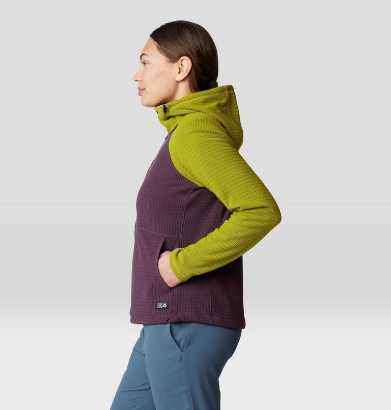Women's Summit Grid Half Zip Hoody, Color: Blackberry, Python Green, image 3