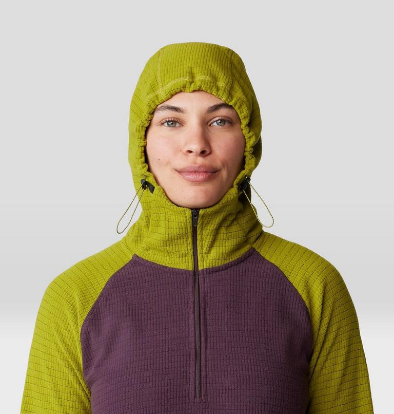 Women's Summit Grid Half Zip Hoody, Color: Blackberry, Python Green, image 4