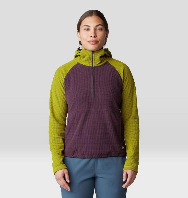 Women's Summit Grid Half Zip Hoody, Color: Blackberry, Python Green, image 1