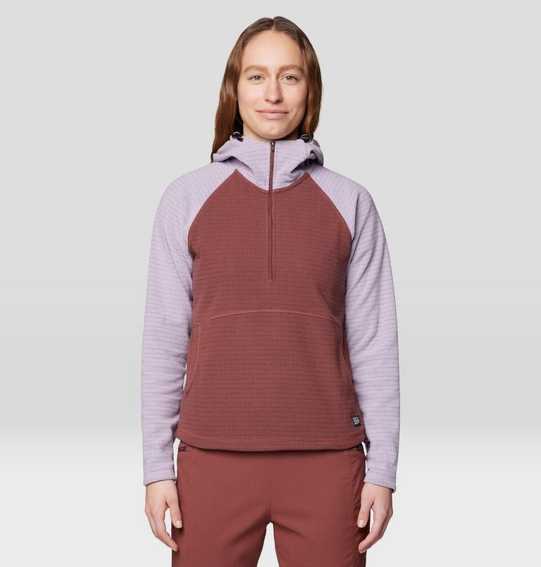 Women's Summit Grid Half Zip Hoody, Color: Bourbon Brown, Atmospheric, image 1