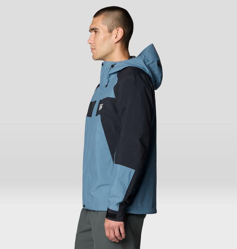 Men's Dry Times Hooded Jacket, Color: Adriatic Blue, Black, image 3
